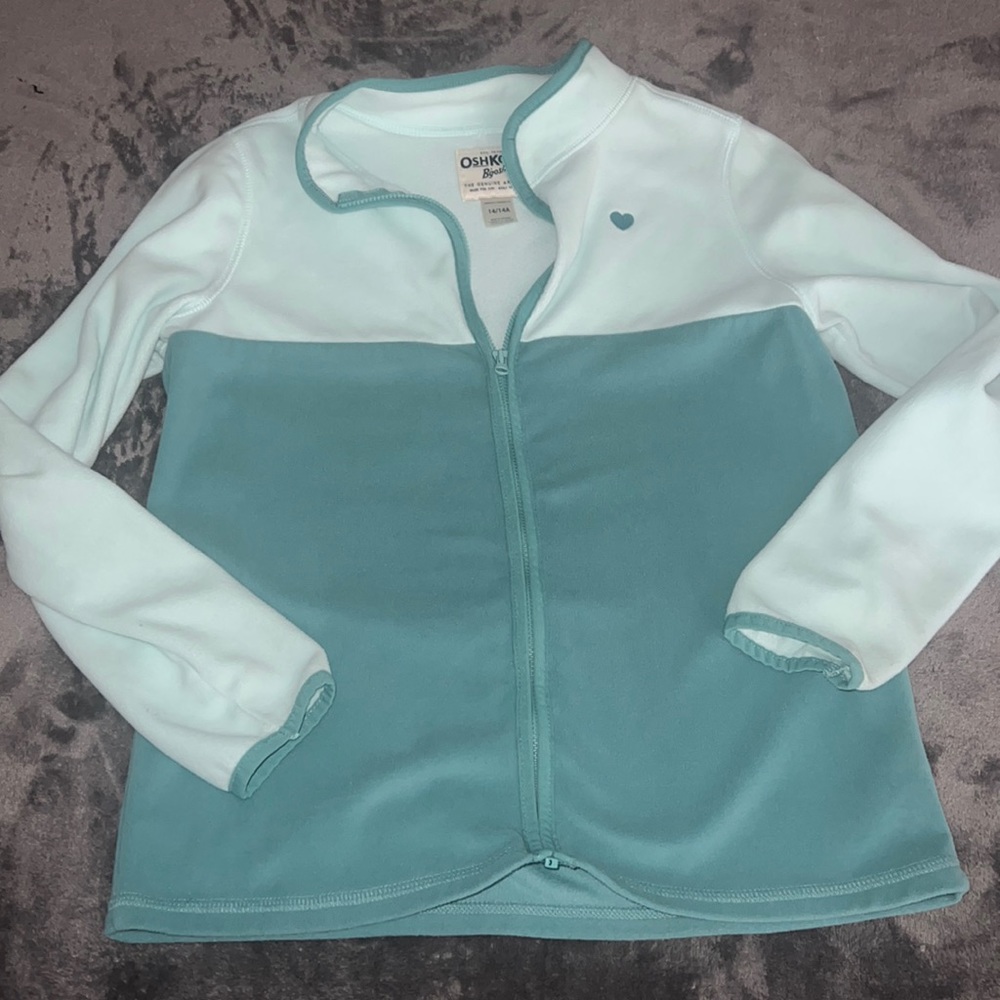 Teal Girls Zip Up Fleece Size 14 Perfect for Spring LIKE NEW